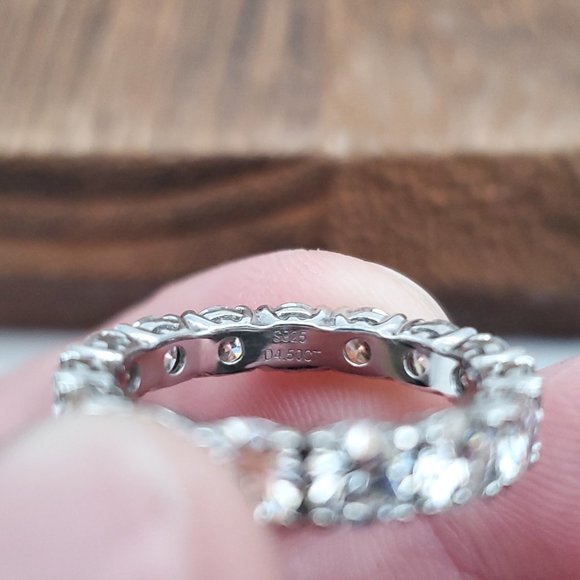 Size 6 925 Sterling Silver 4.5 Carats Of Moissanite Diamonds Ring - Picture 6 of 9